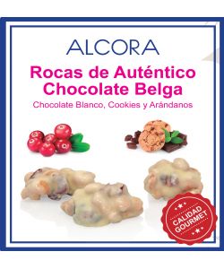 Foto principal Rocas de Chocolate Belga blanco con cookies y arándanos