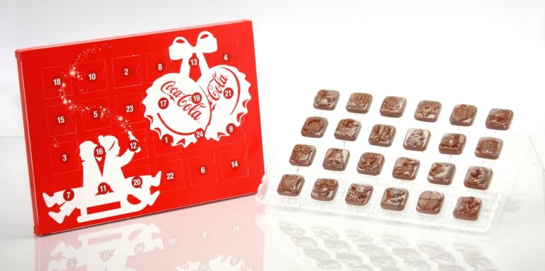 Advent calendar with embossed chocolates