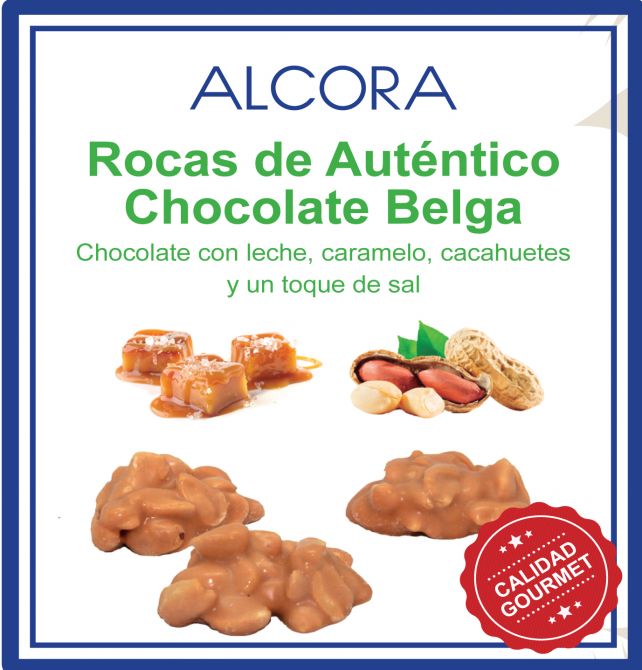 Rocas de chocolate con Leche belga, cacahuetes, caramelo y u