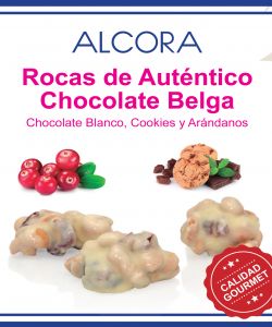 Foto principal Rocas de Chocolate Belga blanco con cookies y arándanos